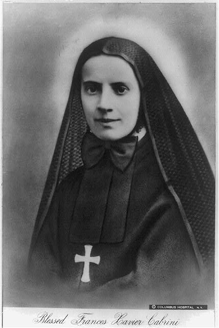 Frances Xavier Cabrini wearing a religious habit and cross.
